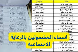 أسماء المشمولين بالرعاية الاجتماعية 2025