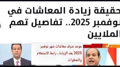 زياده المعاشات شهر نوفمبر