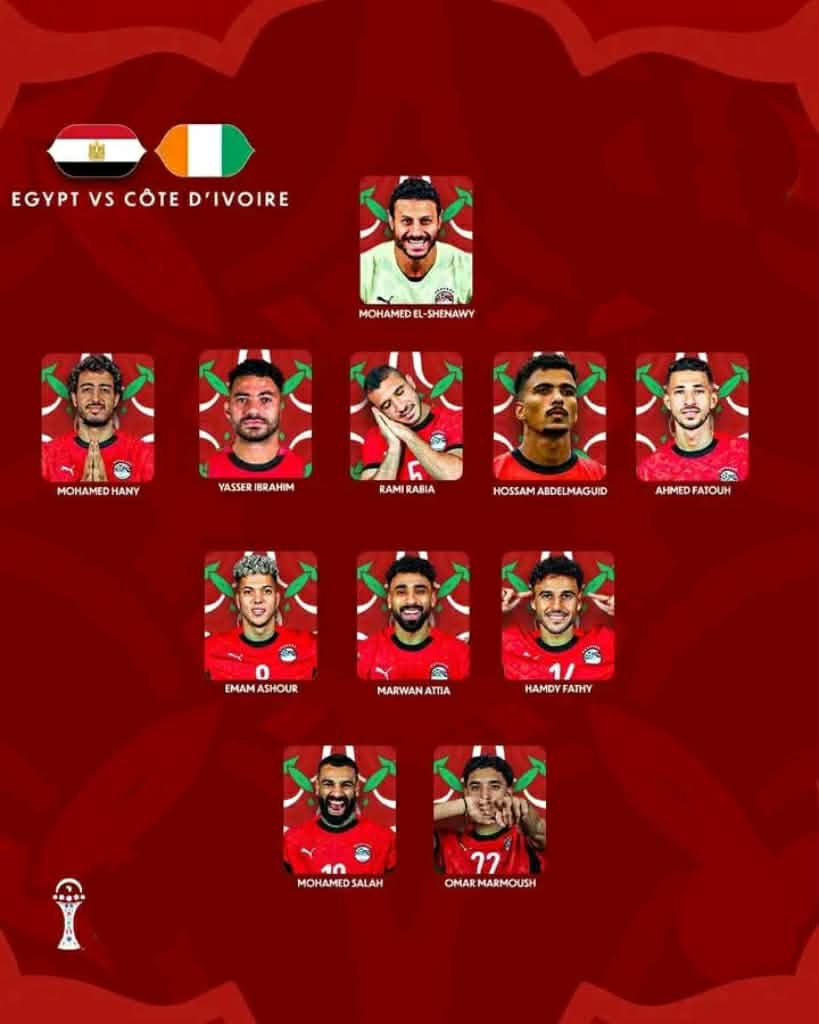 التشكيل الرسمي لمنتخب مصر وكوت ديفوار