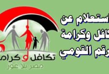 استعلام تكافل وكرامة بالرقم القومي