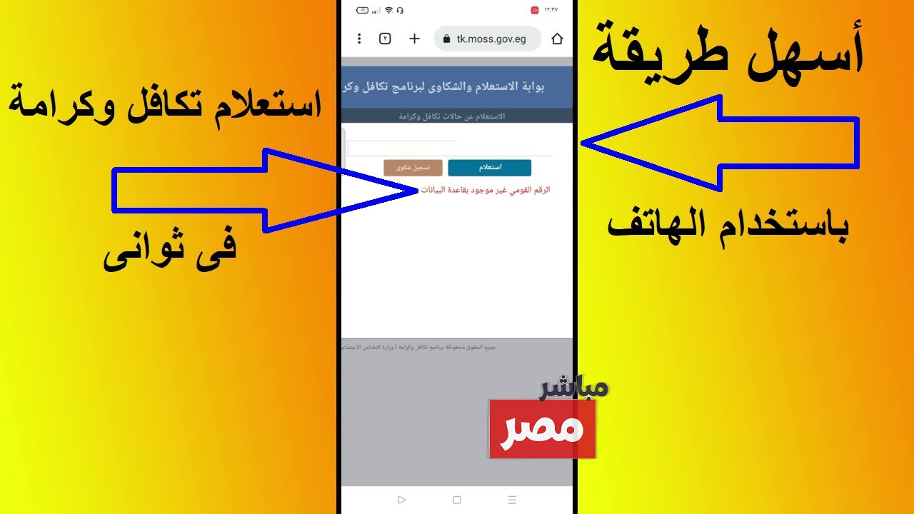 استعلام بالرقم القومي تكافل وكرامة